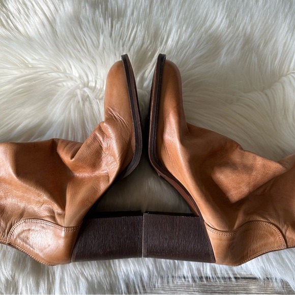 Free People Elle Block Heel Slouchy Leather Boots Camel Brown 9.5/40 - Picture 10 of 14